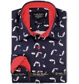 GB Fish Print Shirts Mens Slim Fit - 3101 - Blue