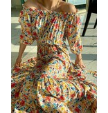 QU-Style Royal Flowers Dress - 0876 - Beige