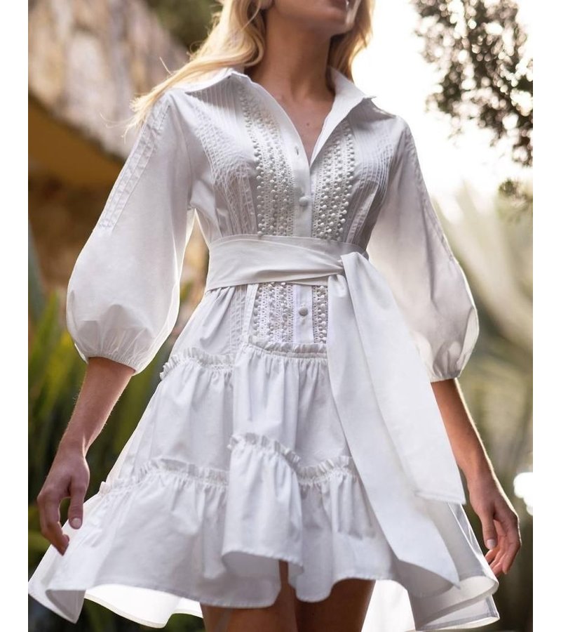 Msn-Collection Luxury Plain Dress - 2240 -White