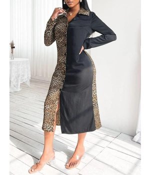 Msn-Collection Royal Luxurious Tiger Print Dress - 2275 - Black