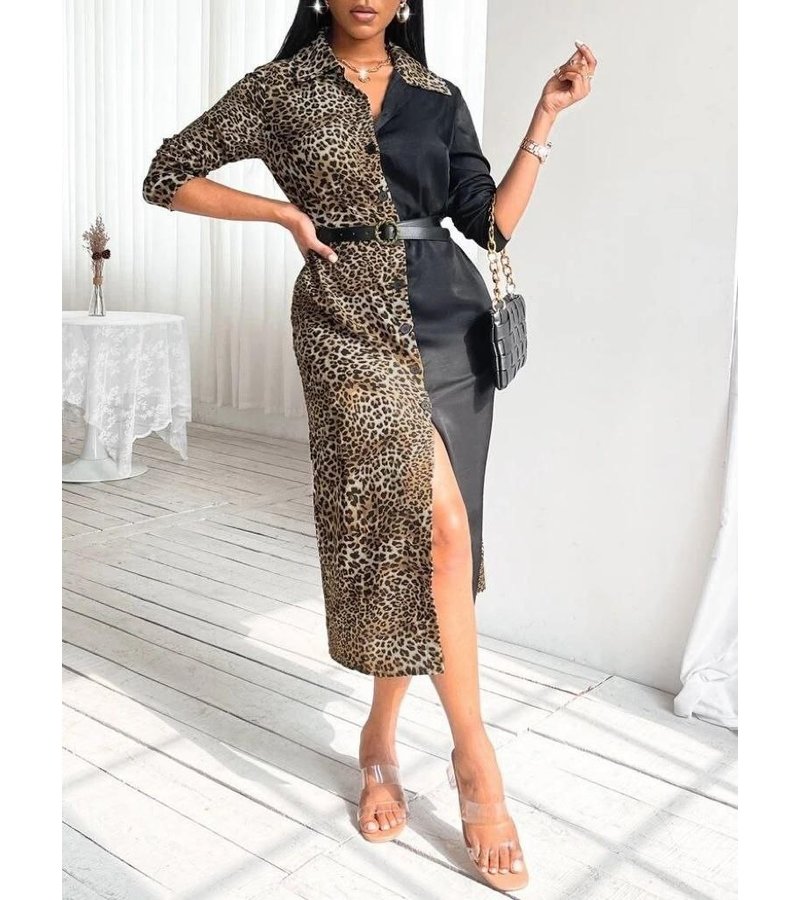 Msn-Collection Royal Luxurious Tiger Print Dress - 2275 - Black