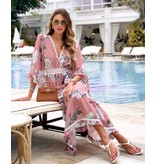 New-Imperial Royal Luxury Print Dress - 1868 - Pink