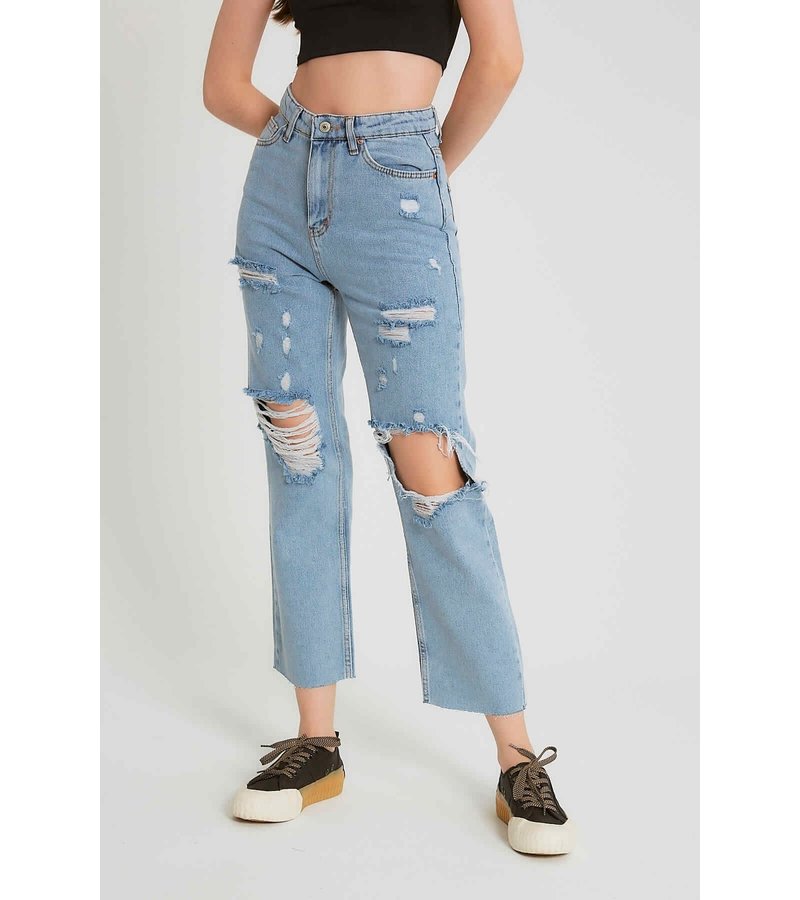 Robin-Collection High Waist Ripped Jeans - D83616 - Blue