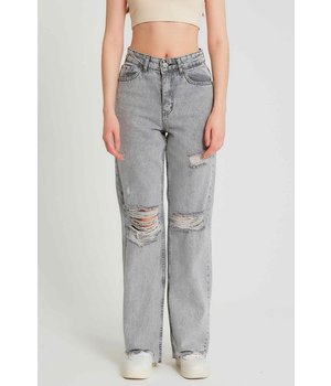 Robin-Collection High Waist Ribbed Jeans - D83618 - Grey