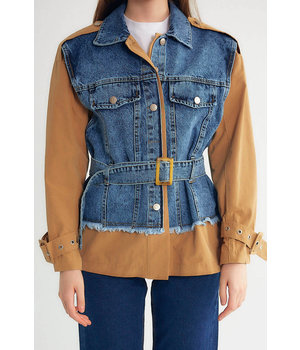 Robin-Collection Women's Denim Jacket - D89776 - Blue / Brown