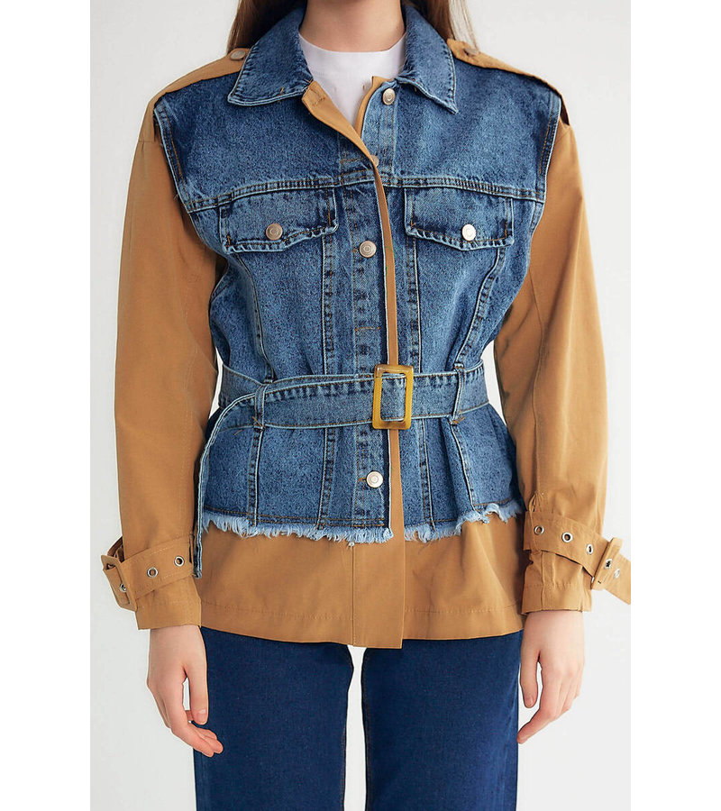 Robin-Collection Women's Denim Jacket - D89776 - Blue / Brown