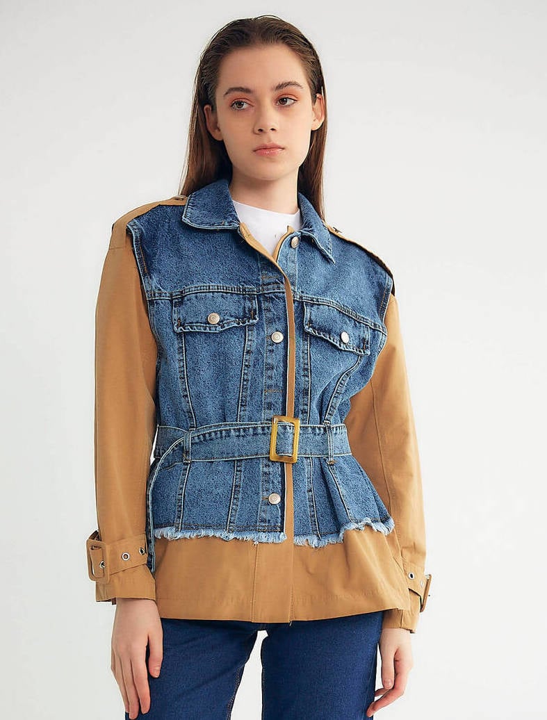 Sleeveless denim jacket sales for ladies