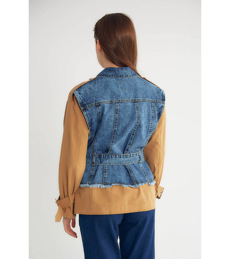 Robin-Collection Women's Denim Jacket - D89776 - Blue / Brown