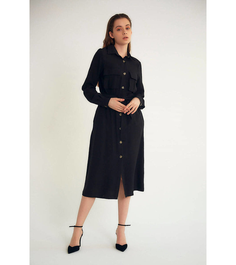 Robin-Collection Women's Blank Long Dress - M34769 - Black