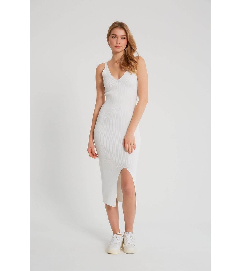 Robin-Collection Women's Elastic Stretch Dress - T93513 - White