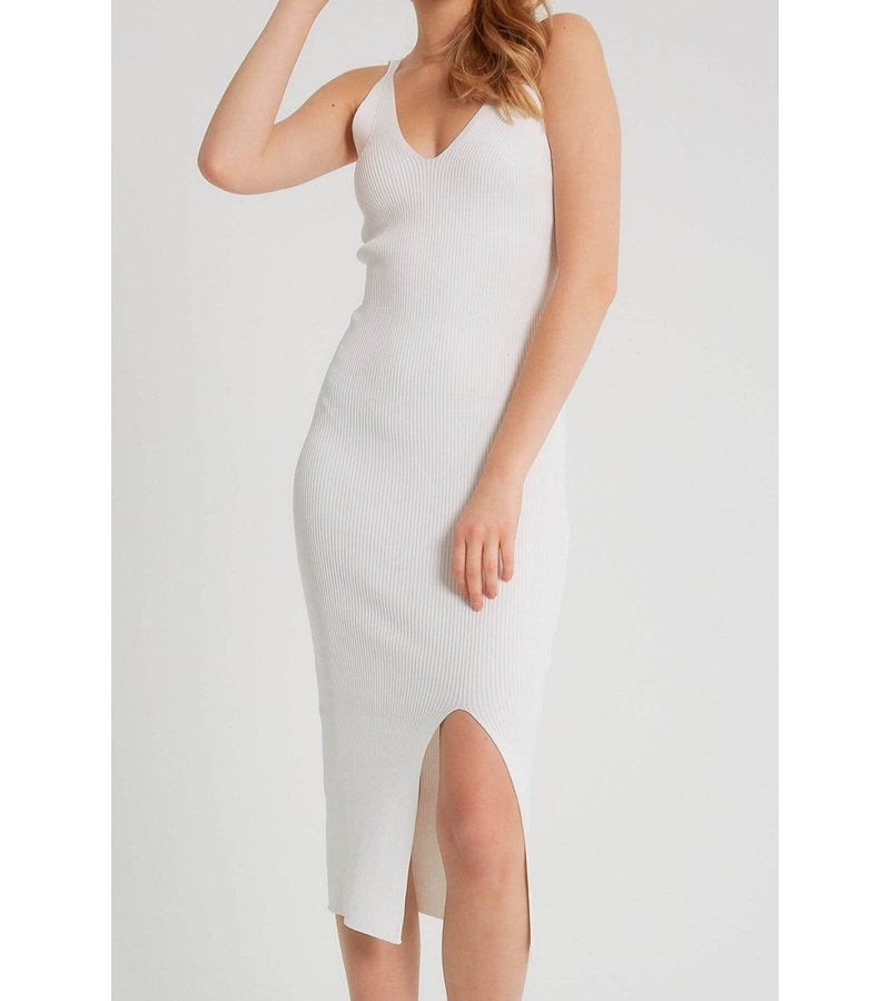 Robin-Collection Women's Elastic Stretch Dress - T93513 - White