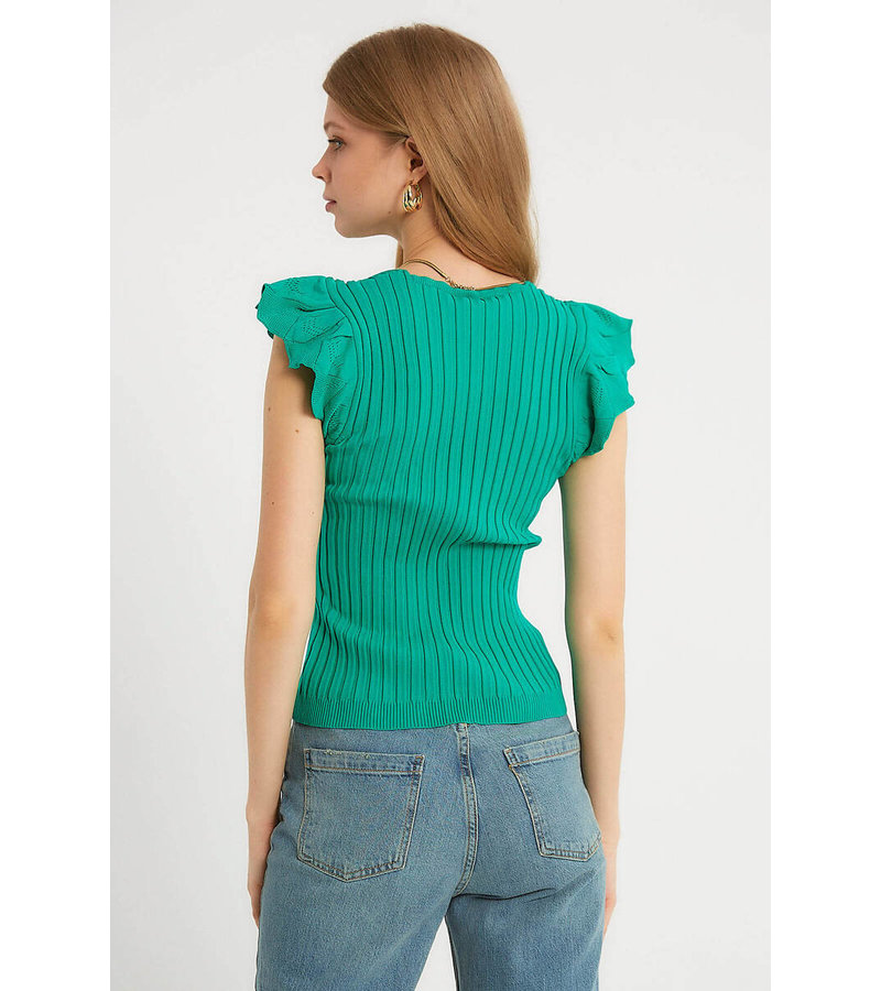 Robin-Collection Women's Elastic Rib Top - T93547 - Green