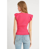 Robin-Collection Women's Elastic Rib Top - T93547 -Pink