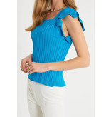 Robin-Collection Women's Elastic Rib Top - T93547 - Blue