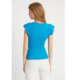 Robin-Collection Women's Elastic Rib Top - T93547 - Blue