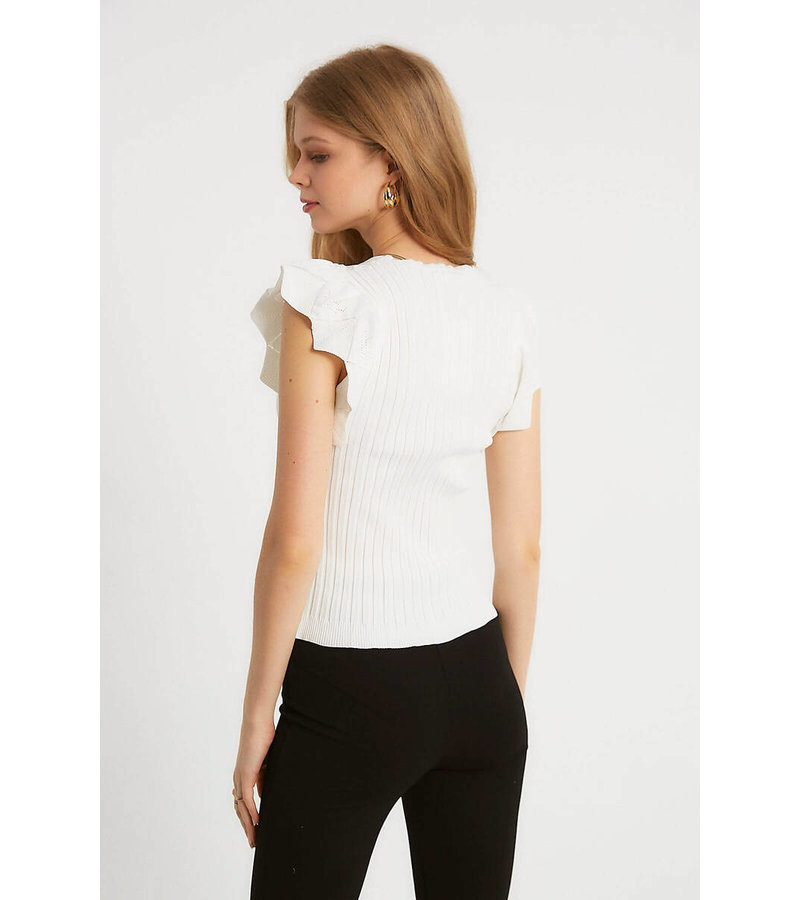 Robin-Collection Women's Elastic Rib Top - T93547 - White