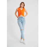 Robin-Collection Women's Elastic Rib Top - T93564 - Orange