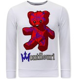 Tony Backer Men's Sweatshirt with Teddy Bear Print - 3617 - White