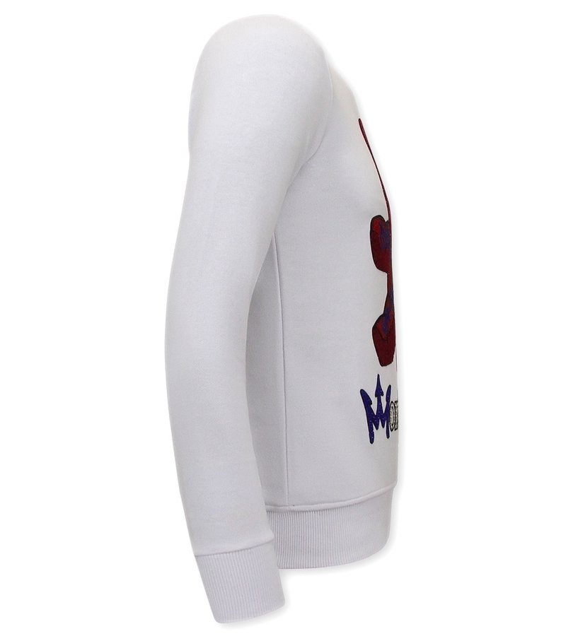 Tony Backer Men's Sweatshirt with Teddy Bear Print - 3617 - White