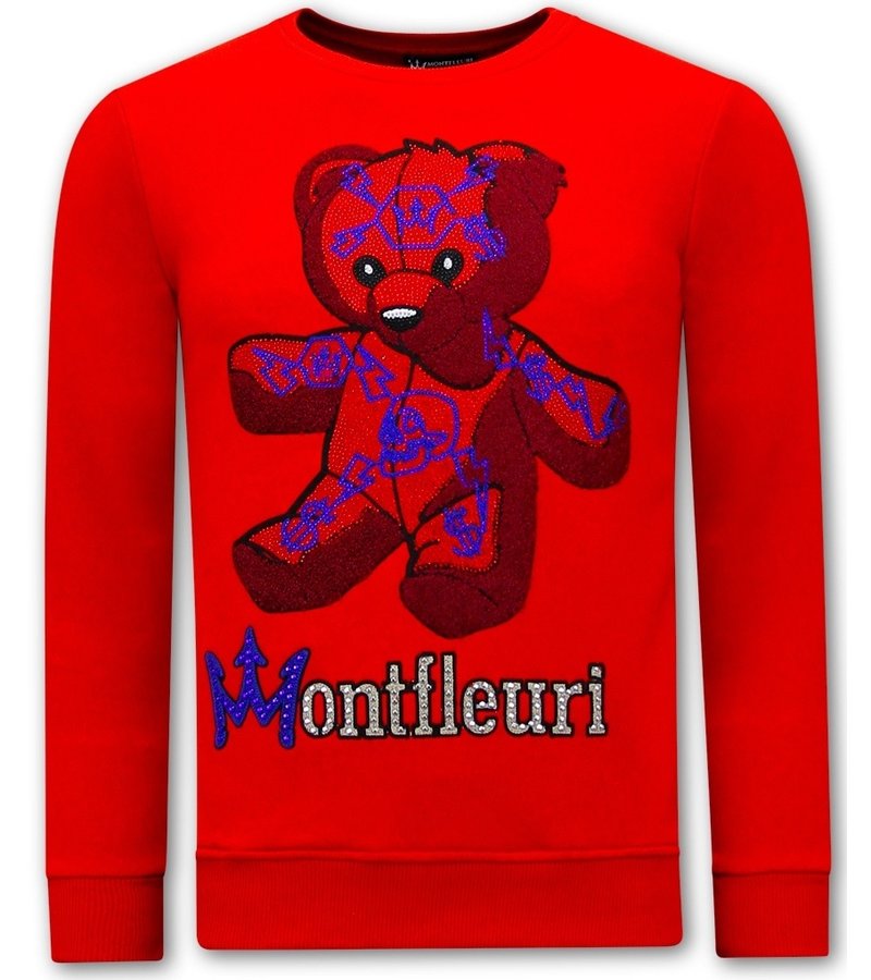 Tony Backer Men's Sweatshirt with Teddy Bear Print - 3617 - Red