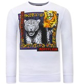 Tony Backer Men's Printed Sweatshirt Tiger Poster - 3627 - White