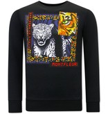 Tony Backer Men's Printed Sweatshirt Tiger Poster - 3627 - Black