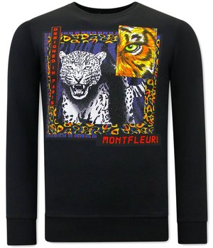 Tony Backer Men's Printed Sweatshirt Tiger Poster - 3627 - Black