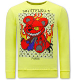 Tony Backer Men's Sweater with Print Monster Teddy Bear - 3631 - Yellow