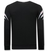 Tony Backer Men's Sweatshirt with Print Tiger Head - 3636 - Black