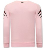 Tony Backer Men's Sweatshirt with Print Tiger Head - 3636 - Pink