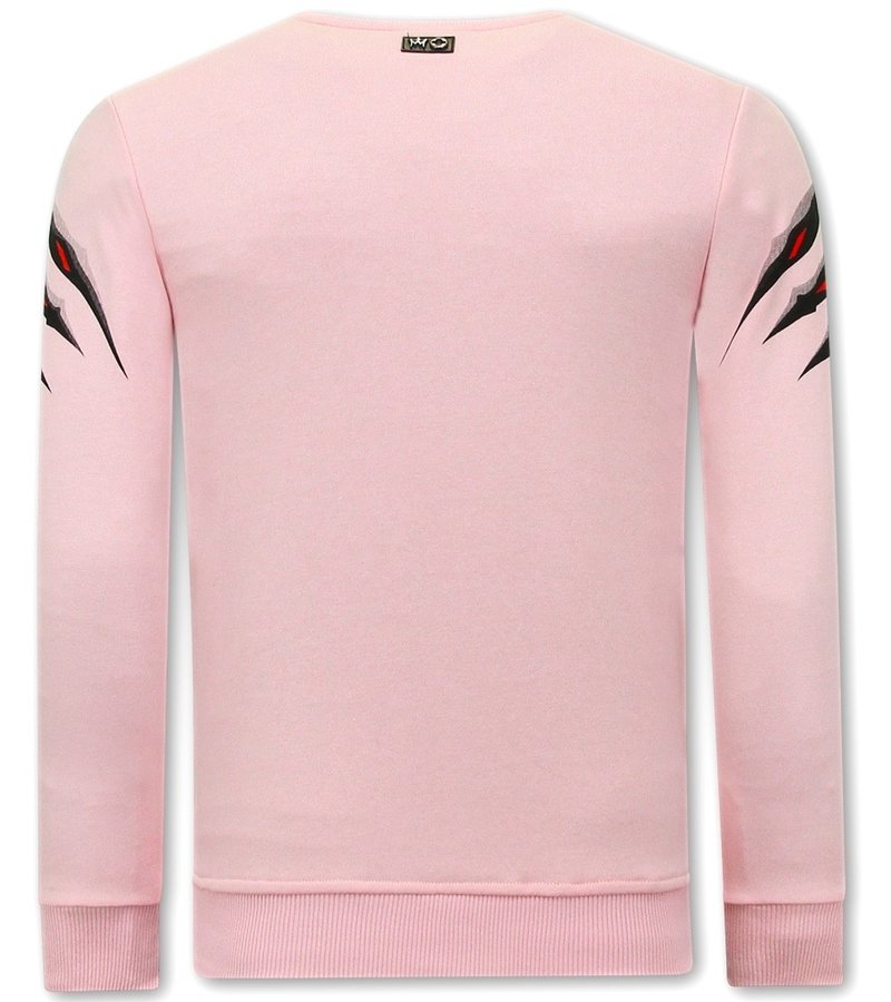 Tony Backer Men's Sweatshirt with Print Tiger Head - 3636 - Pink