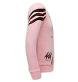 Tony Backer Men's Sweatshirt with Print Tiger Head - 3636 - Pink