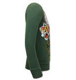 Tony Backer Men's Printed Sweater Skull Head - 3662 - Green