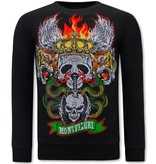 Tony Backer Men's Printed Sweater Skull Head - 3662 - Black