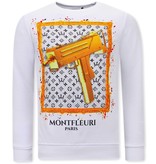Tony Backer Men's Sweater With Print Uzi Does It - 3673 - White