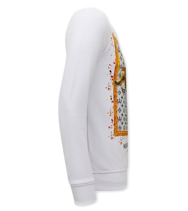 Tony Backer Men's Sweater With Print Uzi Does It - 3673 - White