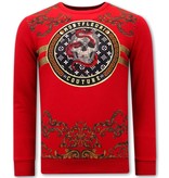 Tony Backer Men Sweatshirt with Print Snake Skull - 3674 - Red