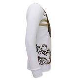 Tony Backer Men Sweatshirt with Print Snake Skull - 3674 - White