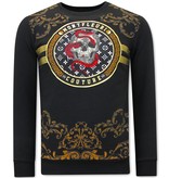 Tony Backer Men Sweatshirt with Print Snake Skull - 3674 - Black