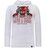 Tony Backer Mens Hoodie with Tiger Head Print - 3679 - White