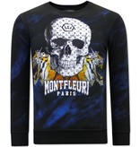 Tony Backer Men's Sweater with Print Skull Tiger - 3680 - Black