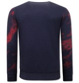 Tony Backer Men's Sweater with Print Skull Tiger - 3680 - Red
