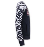 Tony Backer Men's Cardigan with Print Tiger Design - 3689 - Blue