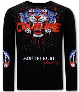 Tony Backer Men's Printed Sweater Tiger Couture - 3717 - Black