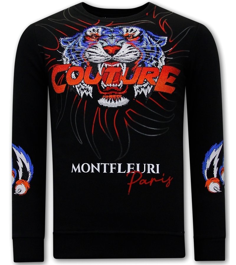 Tony Backer Men's Printed Sweater Tiger Couture - 3717 - Black