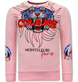 Tony Backer Men's Printed Sweater Tiger Couture - 3717 - Pink