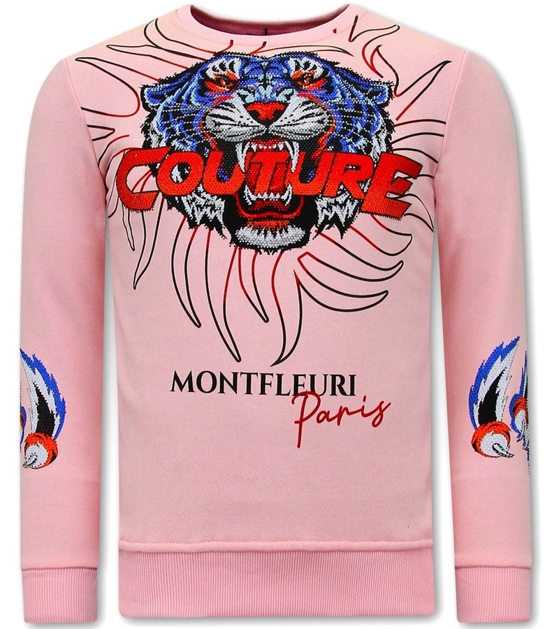 Tony Backer Men's Printed Sweater Tiger Couture - 3717 - Pink