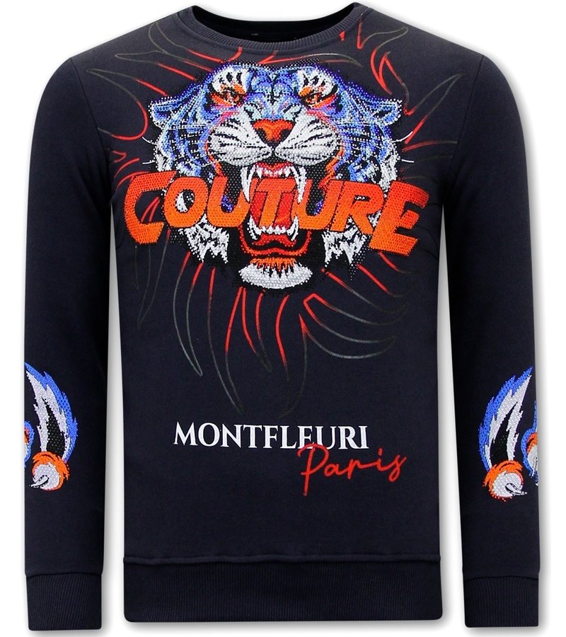 Tony Backer Men's Printed Sweater Tiger Couture - 3717 - Blue