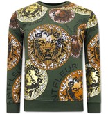 Tony Backer Men's Printed Sweater Lion Head - 3727 - Green