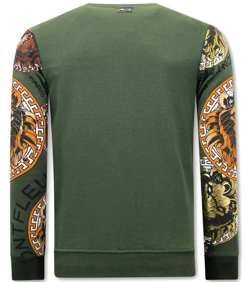 Tony Backer Men's Printed Sweater Lion Head - 3727 - Green